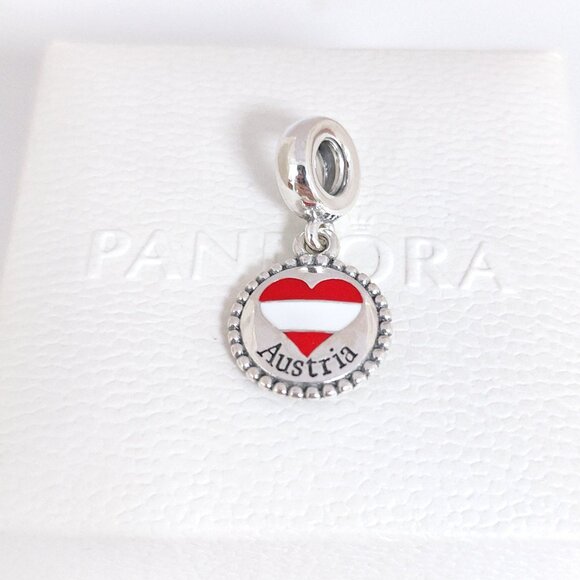 Pandora Australia Heart Flag Dangle Charm S925 Silver with box - Picture 8 of 8